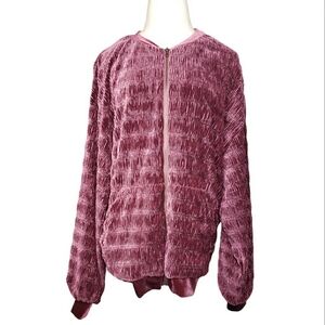 Easel LA  Bomber Jacket L Crushed Velvet Brushed Pleated Accordion Gift Spring